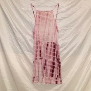 Pink and burgundy tie-dye dress with open back